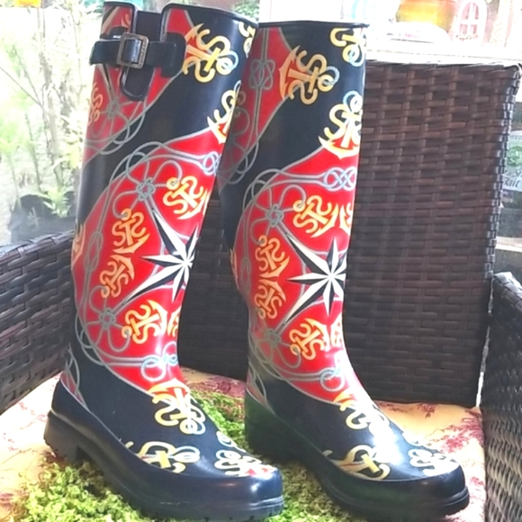 Sperry Shoes - SPERRY Rain Italian 90'S Print Logo Graphics Sailboat Ranch  Mud Boots 8